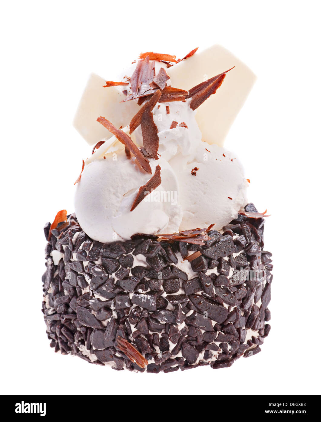 Dessert torta di cioccolato isolato Foto Stock