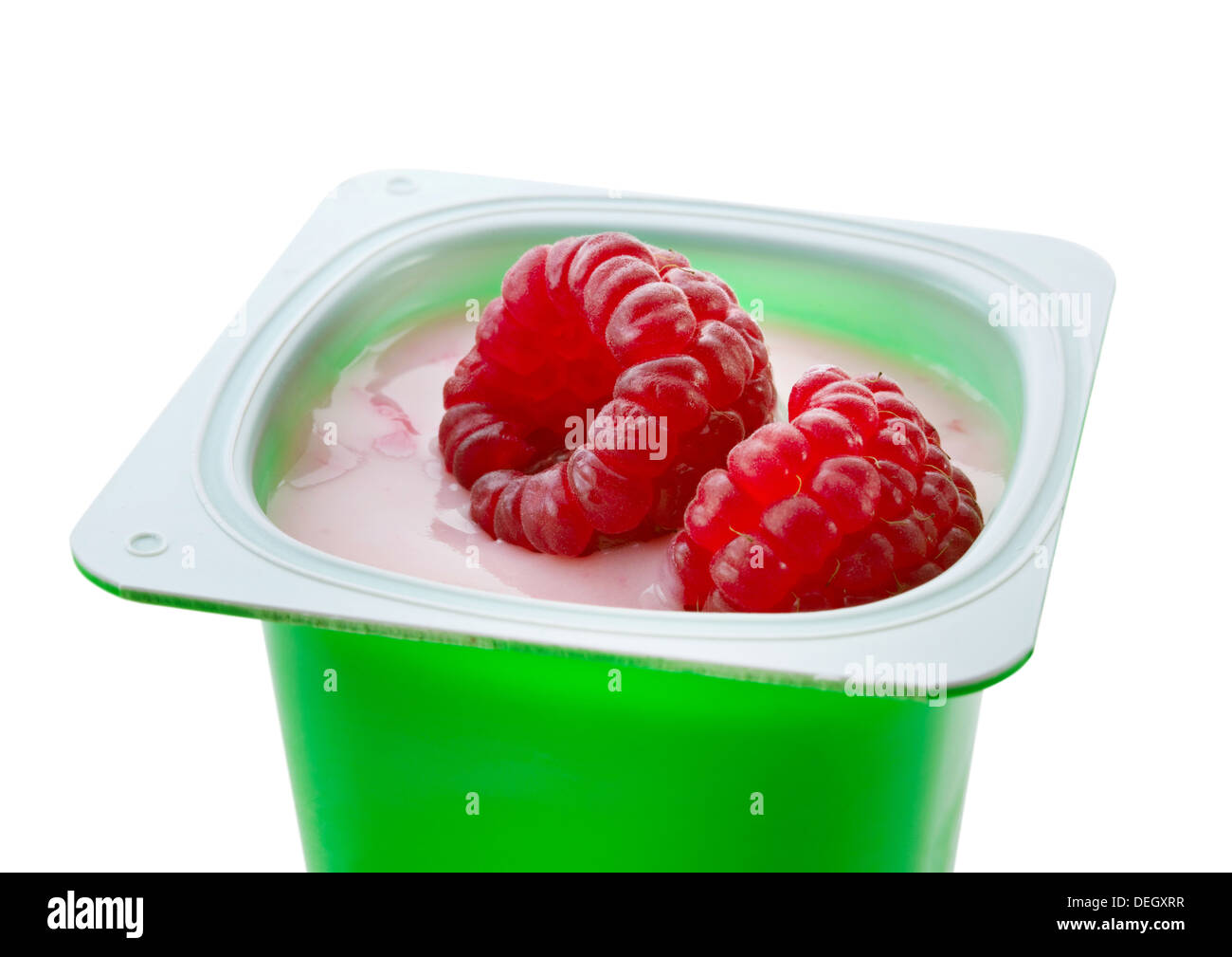 Lampone yogurt con bacche fresche Foto Stock