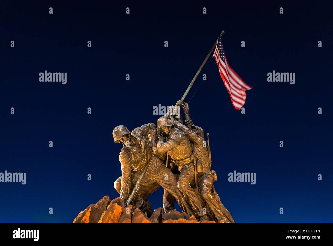 Marine Corps War Memorial, anche di Iwo Jima Memorial, Arlington Ridge Park, Arlington, Virginia, Stati Uniti d'America Foto Stock