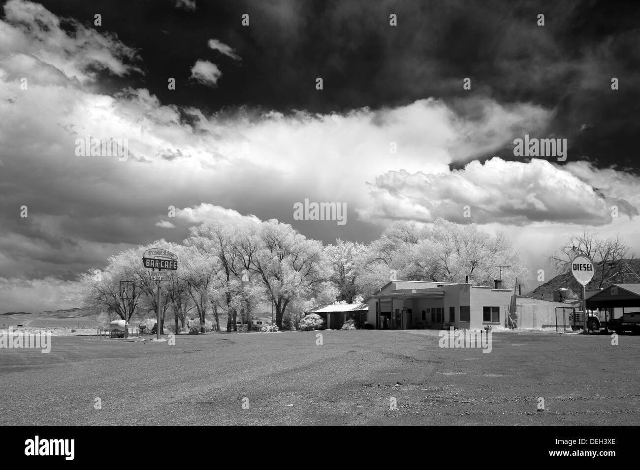 Vecchia Stazione di gas Highway 93 Nevada Foto Stock