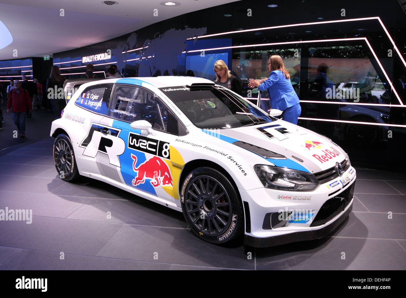 International Motor Show di Francoforte, Germania. Presentazione di Volkswagen Polo WRC Rallye racing car al sessantacinquesimo IAA Foto Stock