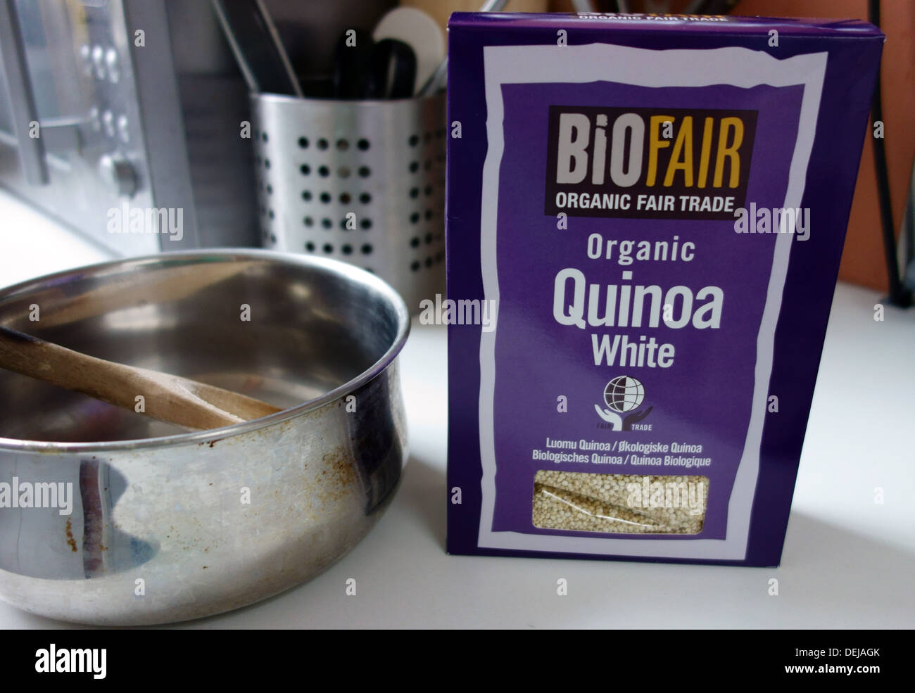 Marca Biofair Bio Fairtrade quinoa, Londra Foto Stock