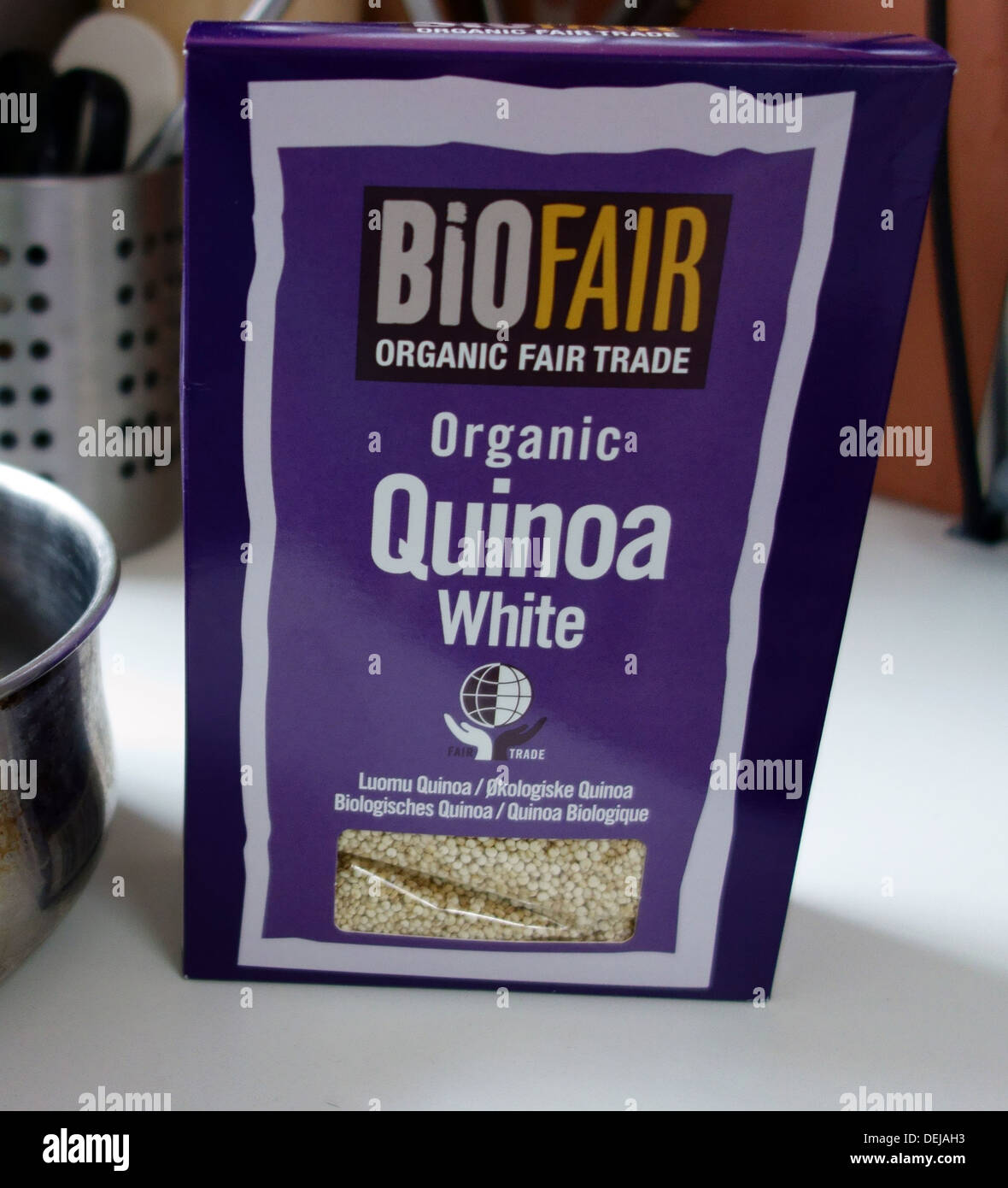 Marca Biofair Bio Fairtrade quinoa, Londra Foto Stock