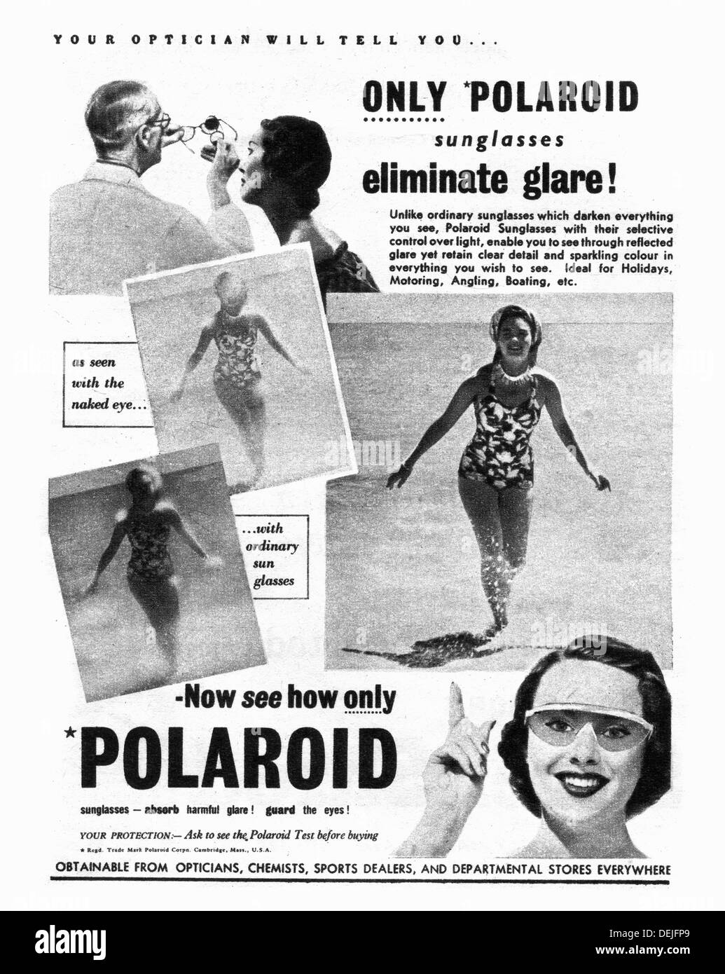 Occhiali da sole Polaroid inserzione nel 1953 nel Regno Unito Foto Stock