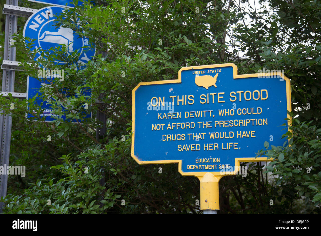 Woodstock, New York - uno di una serie di unofficial marcatori storico eretto da artista Norm Magnusson. Foto Stock