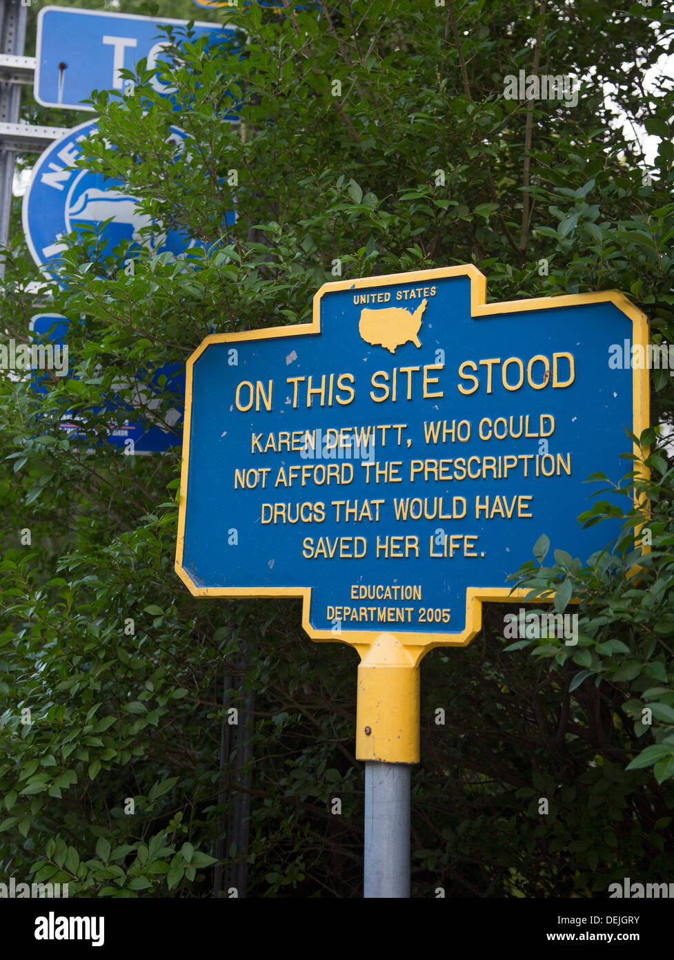 Woodstock, New York - uno di una serie di unofficial marcatori storico eretto da artista Norm Magnusson. Foto Stock