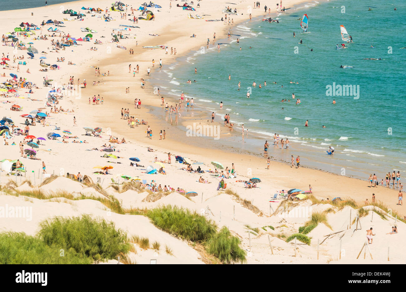 Punta Paloma Beach, Tarifa, Costa de la Luz, Cadice, Andalusia, Spagna. Foto Stock