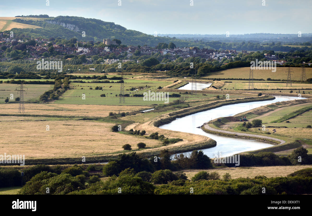 Ouse Valley guardando verso Lewes, East Sussex Foto Stock