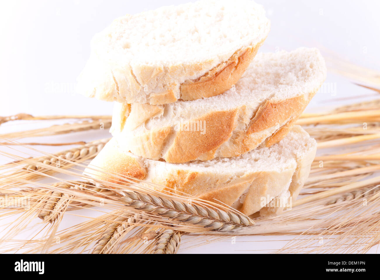 Foto macro di fettine di pane e di grani Foto Stock
