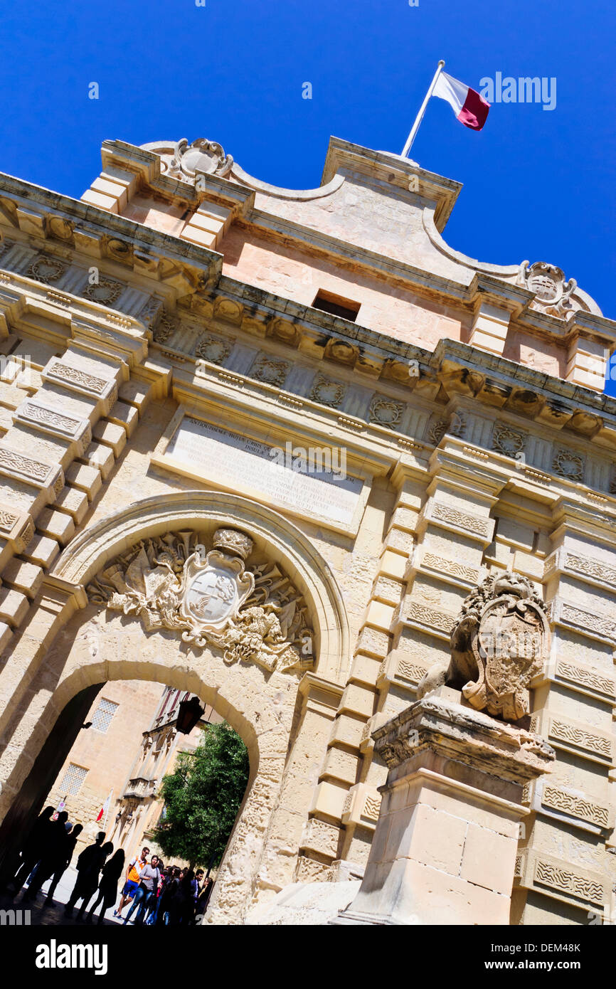 City Gate a Mdina, un borgo medioevale e ex capitale di Malta. Foto Stock