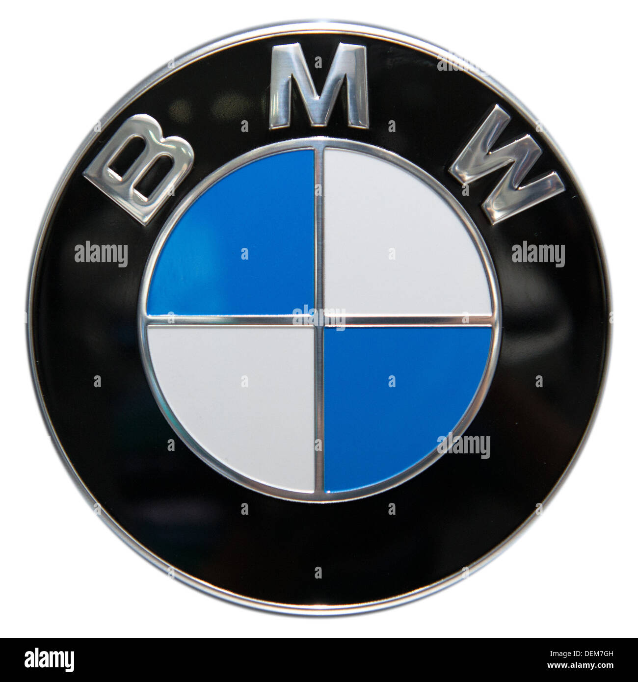 La BMW ( Bayerische Motoren Werke ) Logo isolato su bianco Foto Stock