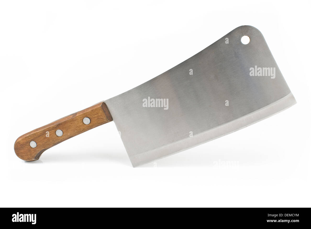 Carne coltello mannaia isolati su sfondo bianco Foto Stock