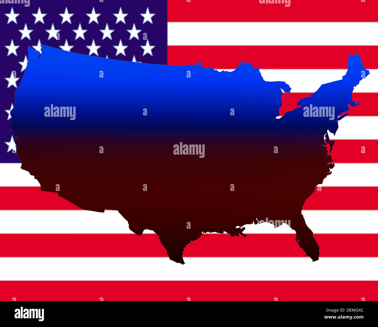 Mappa degli Stati Uniti Foto Stock