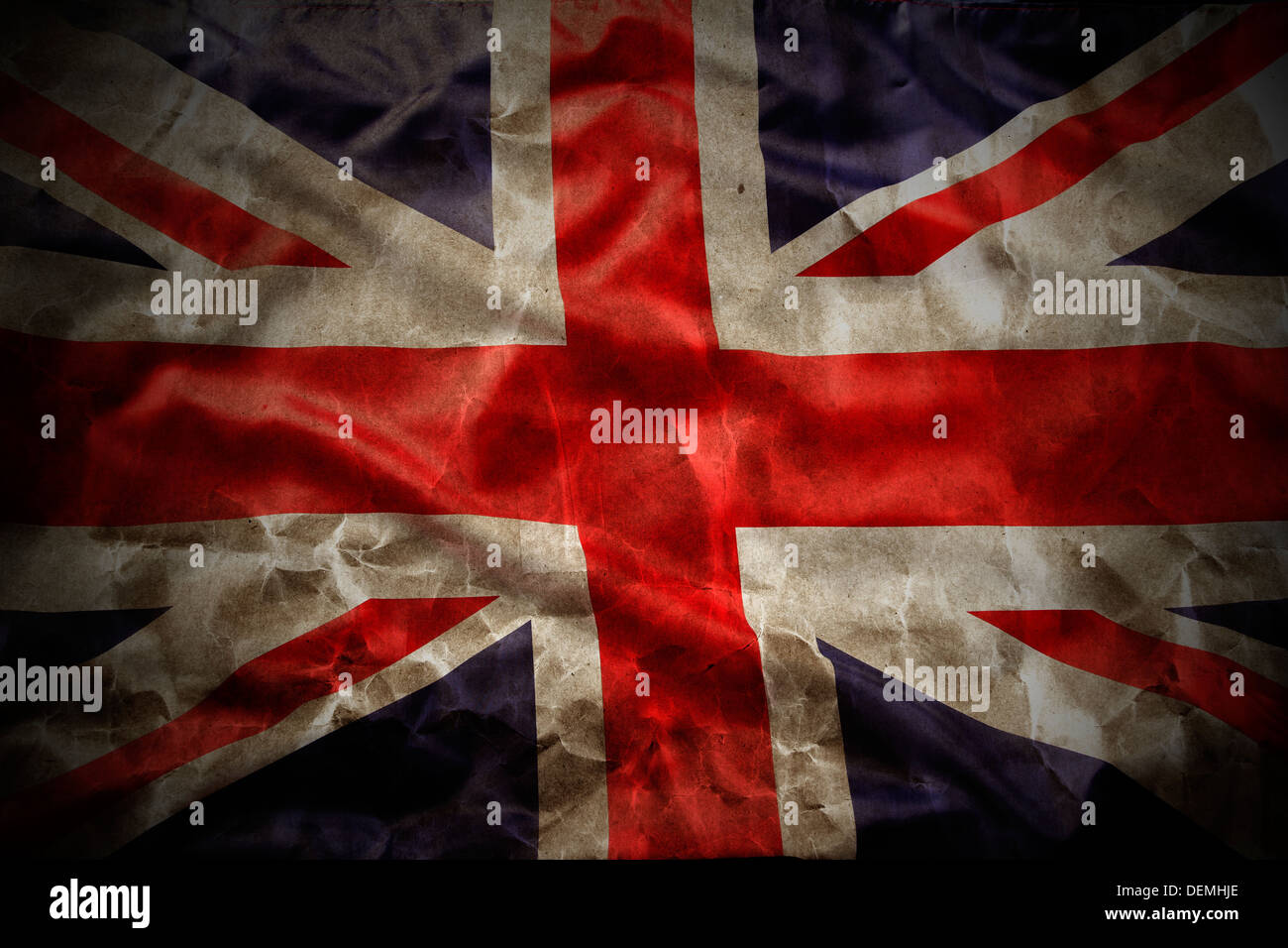 Primo piano di grunge Union Jack flag Foto Stock