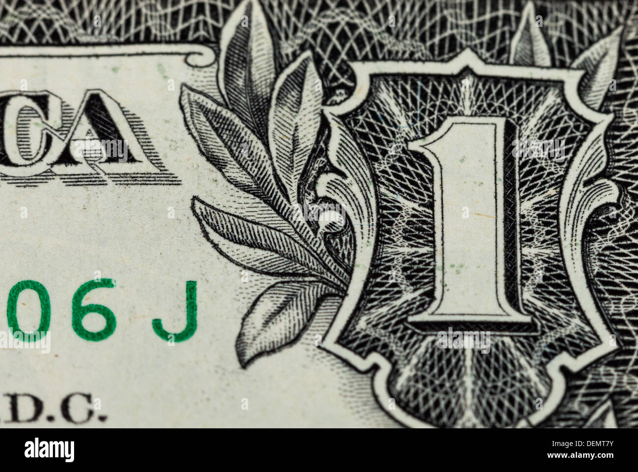Frammento di un dollaro close up Foto Stock