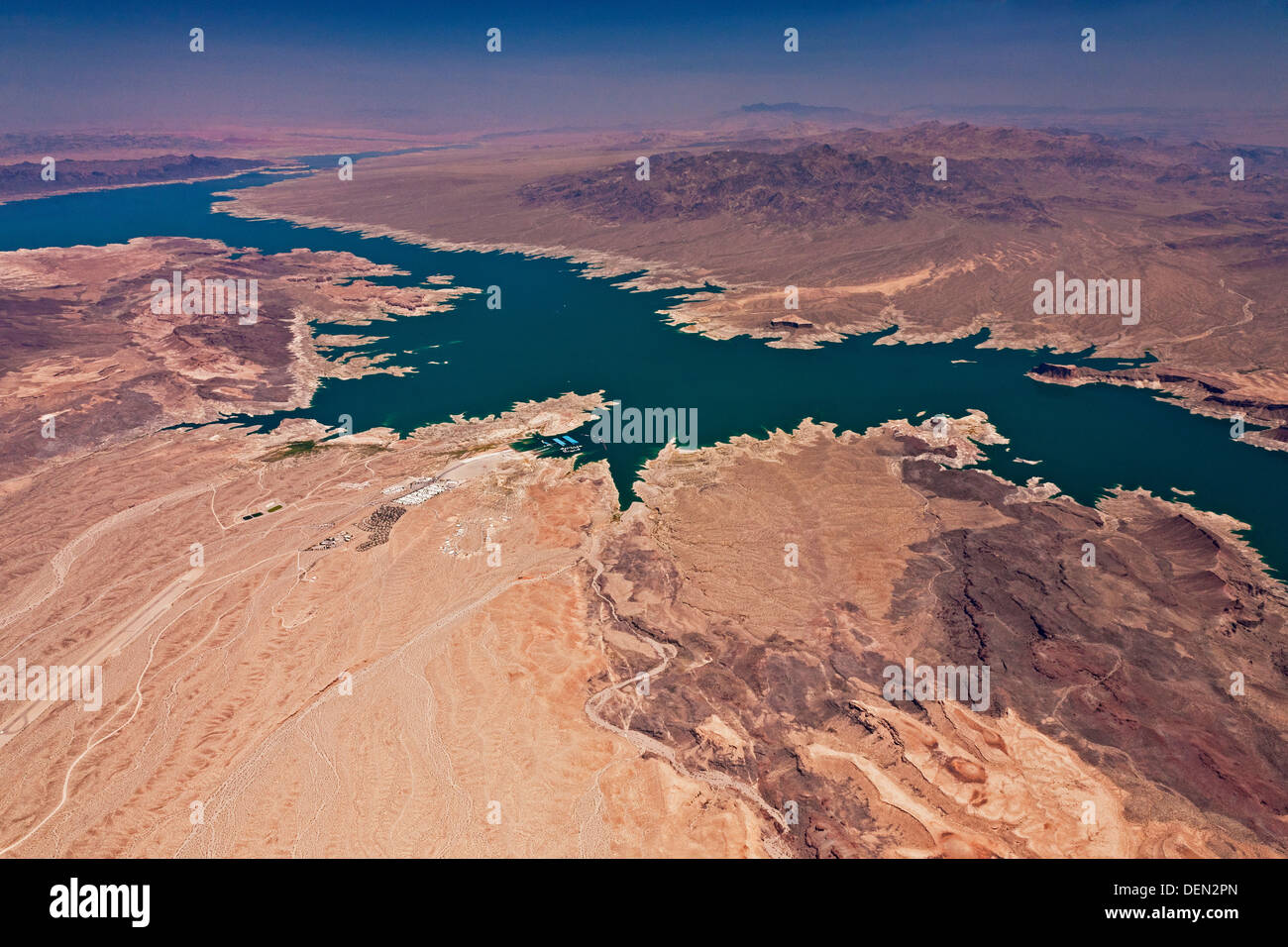 Il lago Mead Nevada e Arizona USA dall'aria. JMH5492 Foto Stock