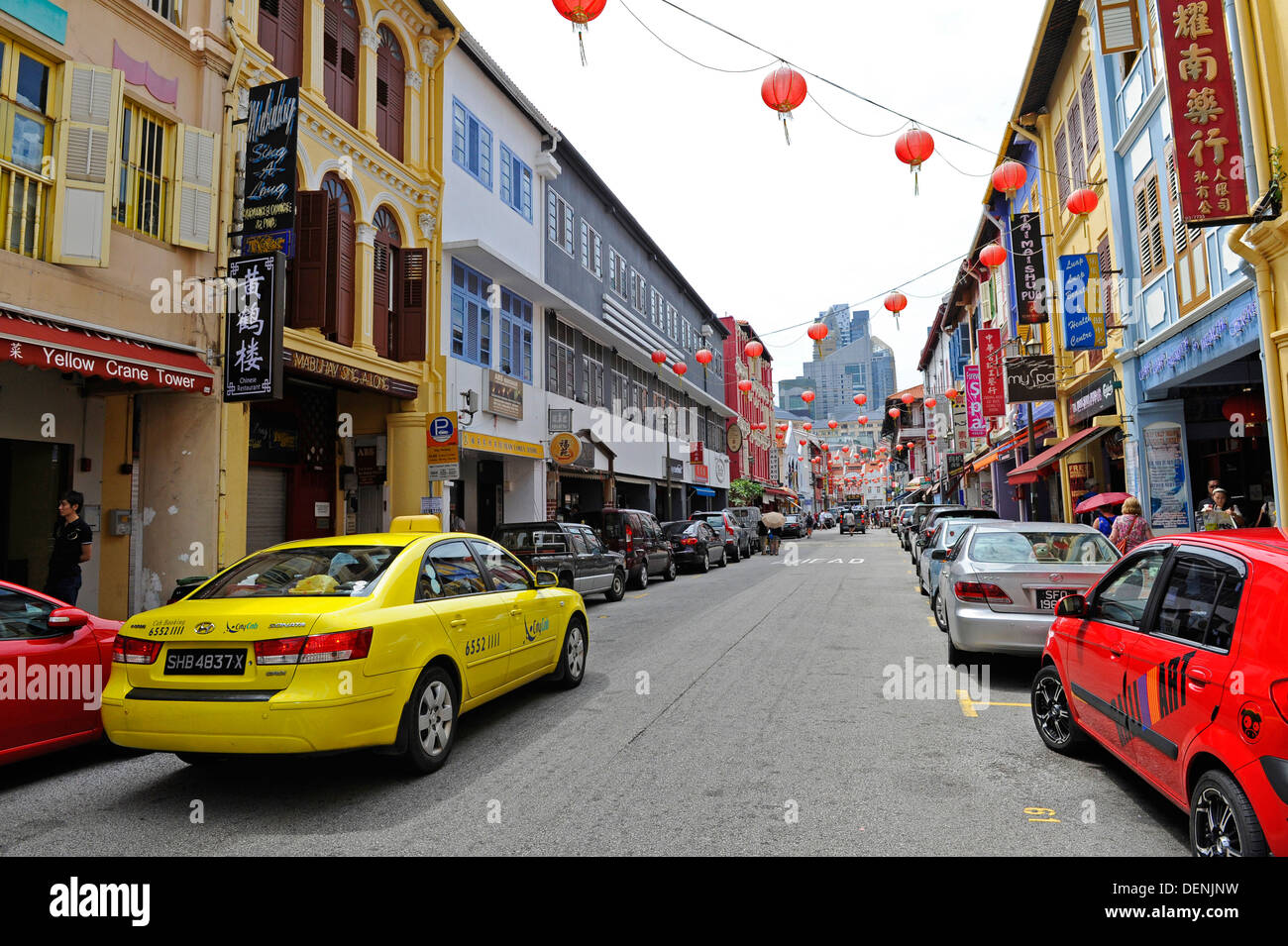 Negozi e ristoranti a Chinatown, Singapore Foto Stock