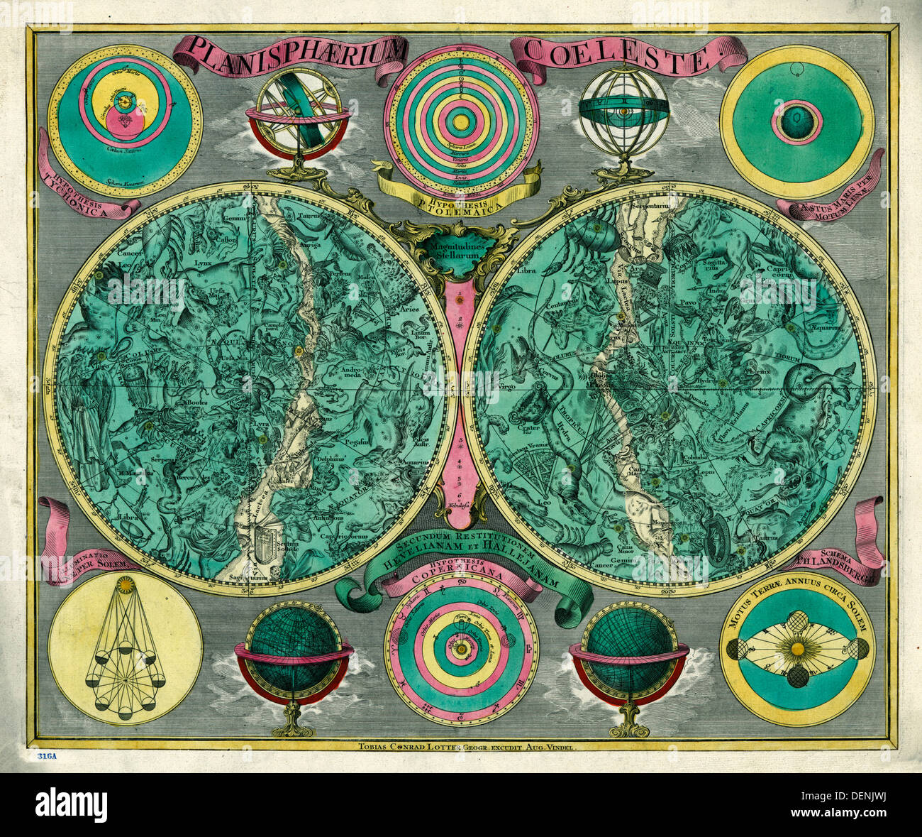 Planisphaerium celeste, e il restauro - mappa stellare, 1772 Foto Stock