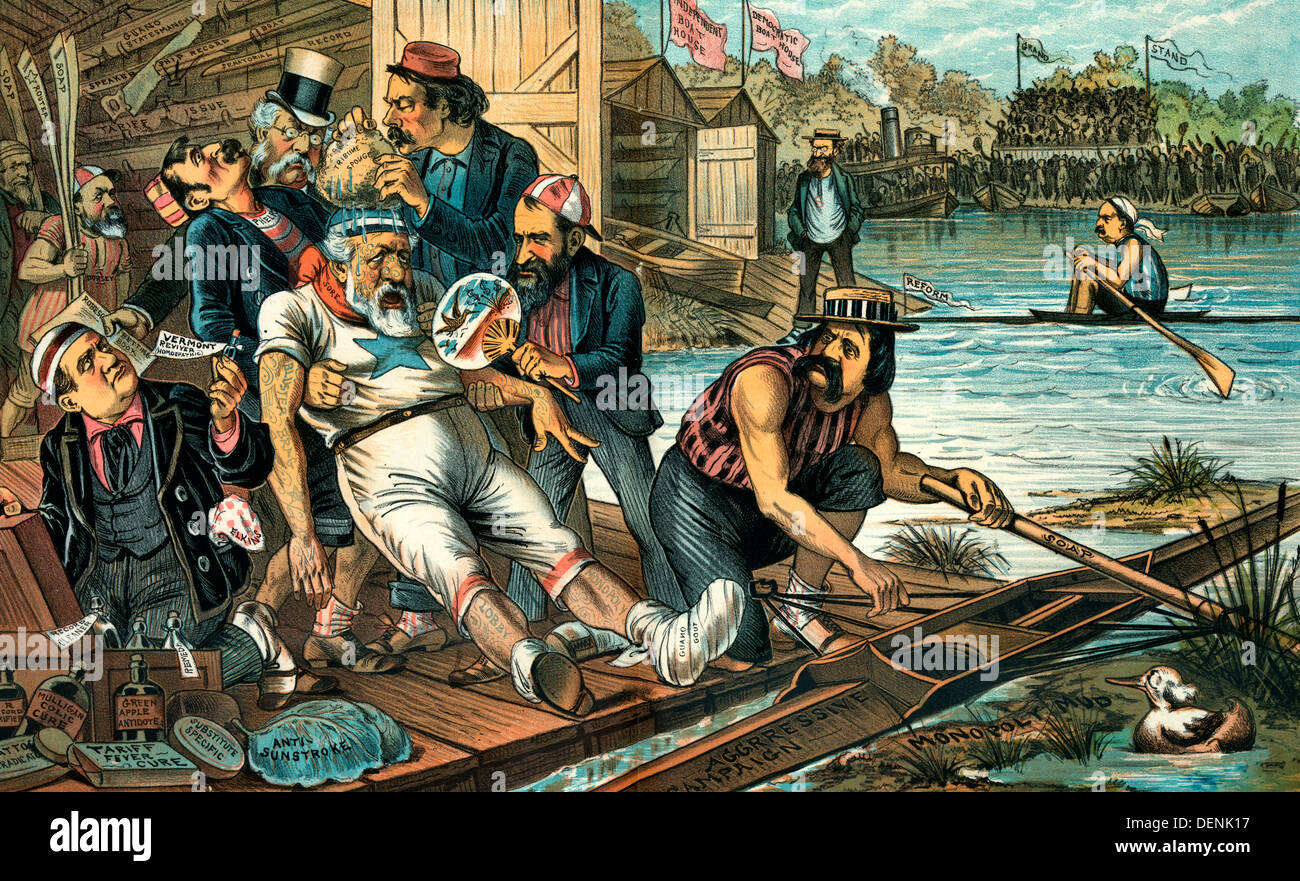 La politica Courtney - cartoon politico, 1884 Foto Stock