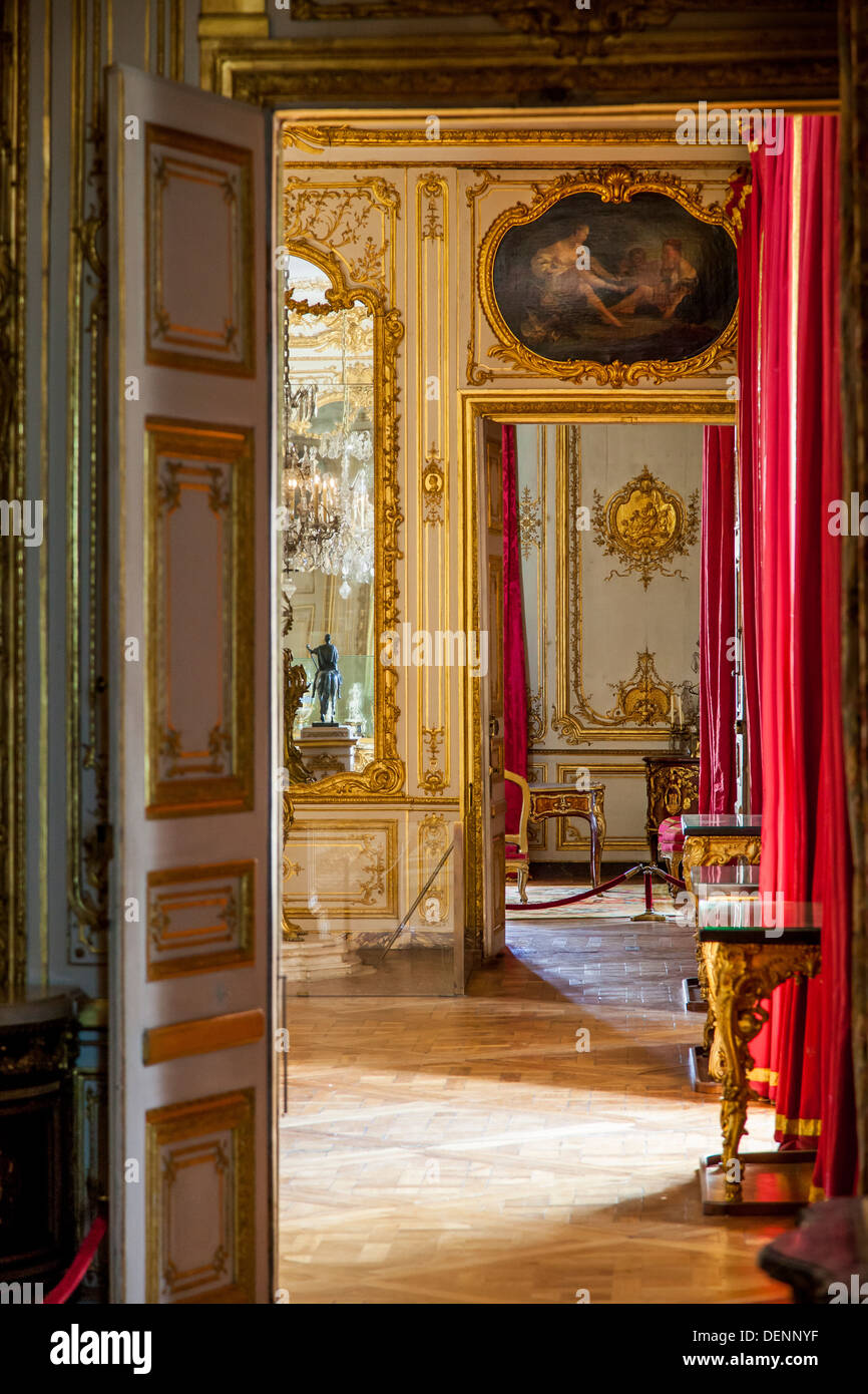 Corridoio e camere presso Chateau de Versailles, Francia Foto Stock