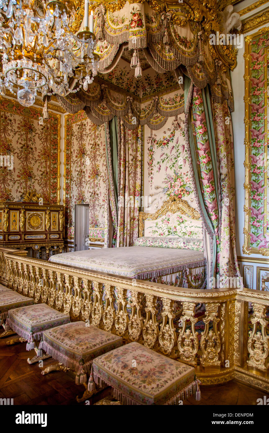 Queens Chambre (Maria Antonietta's camera), Chateau de Versailles, Francia Foto Stock