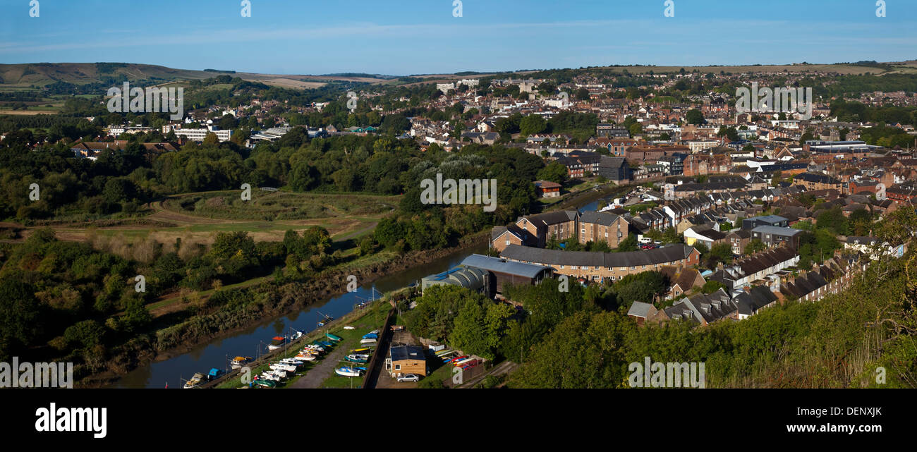Una vista in alzata della città di Lewes, nel Sussex, Regno Unito Foto Stock