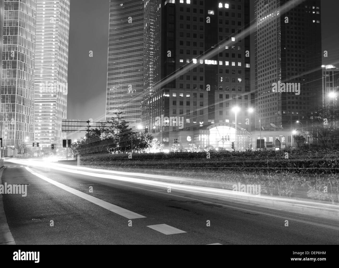 La vista notturna di lujiazui centro finanziario di Shanghai in Cina Foto Stock