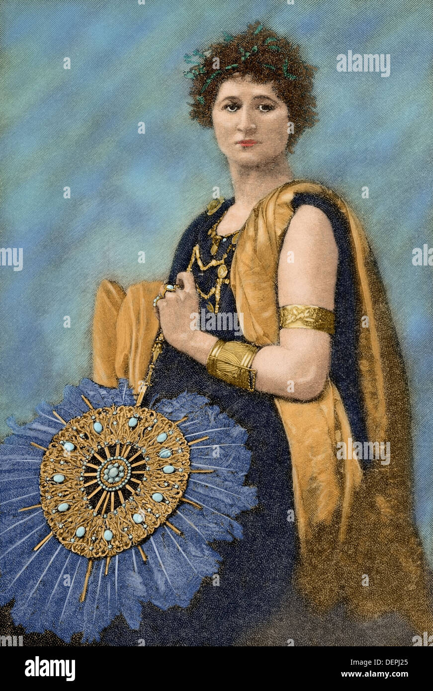 Maria Anderson (1859-1940). Actrice americano. Maria Anderson nel ruolo di Hermione, moglie di Pirro. Incisione colorata. Foto Stock