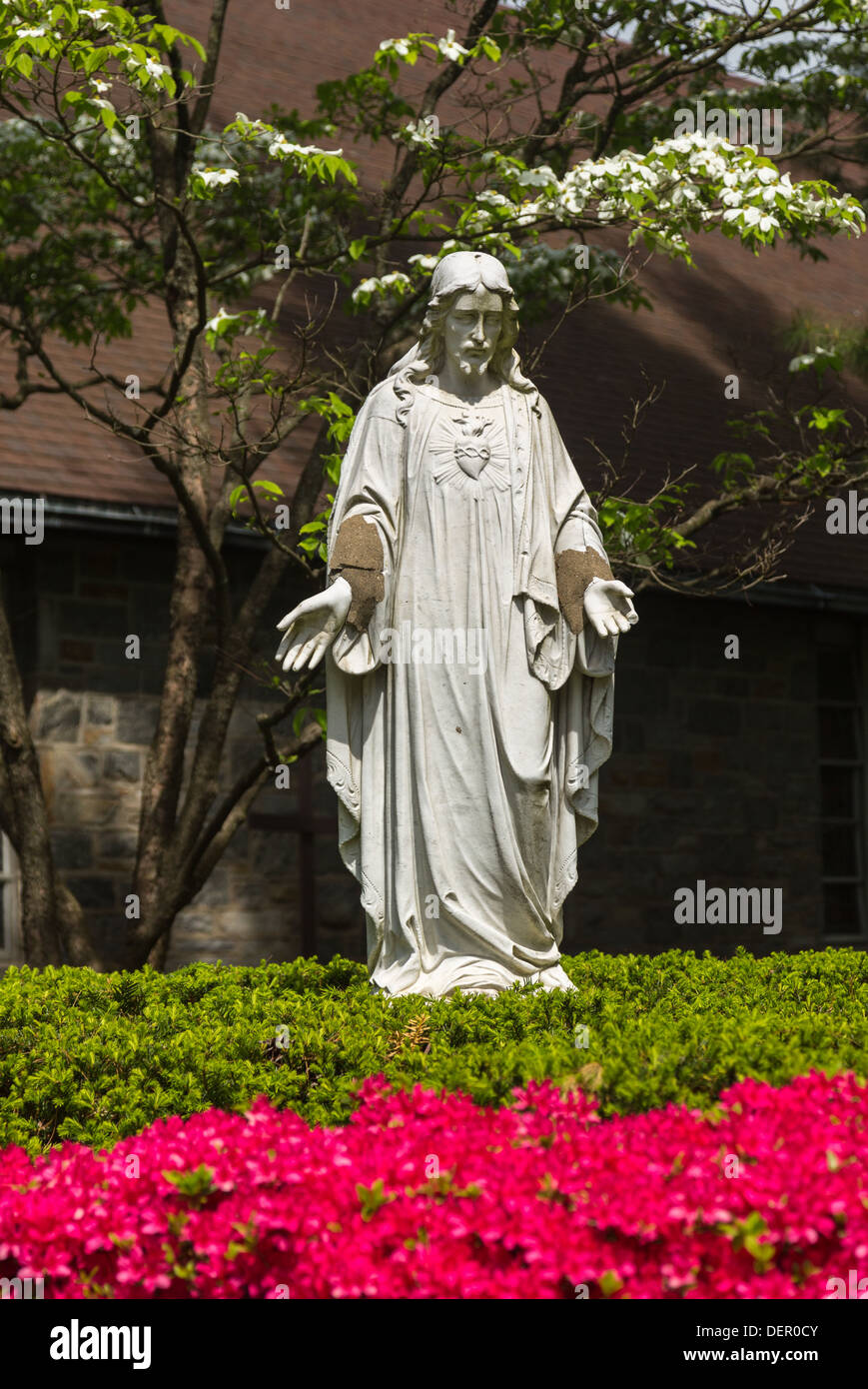 Statua di Gesù a Cabrini College, Cattolica college di Philadelphia, Pennsylvania, STATI UNITI D'AMERICA Foto Stock