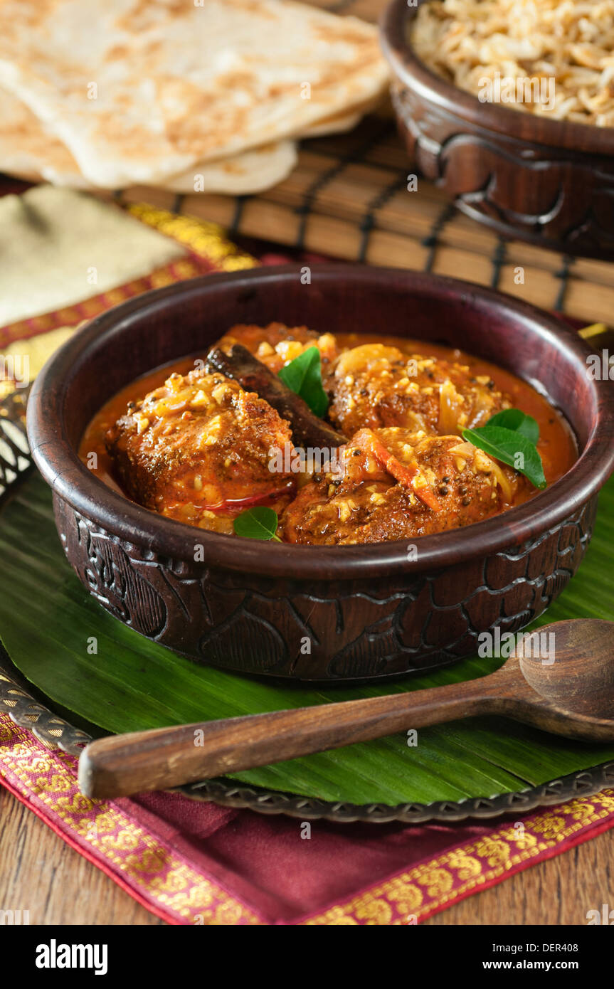 Sri Lanka rosso pesce al curry Foto Stock