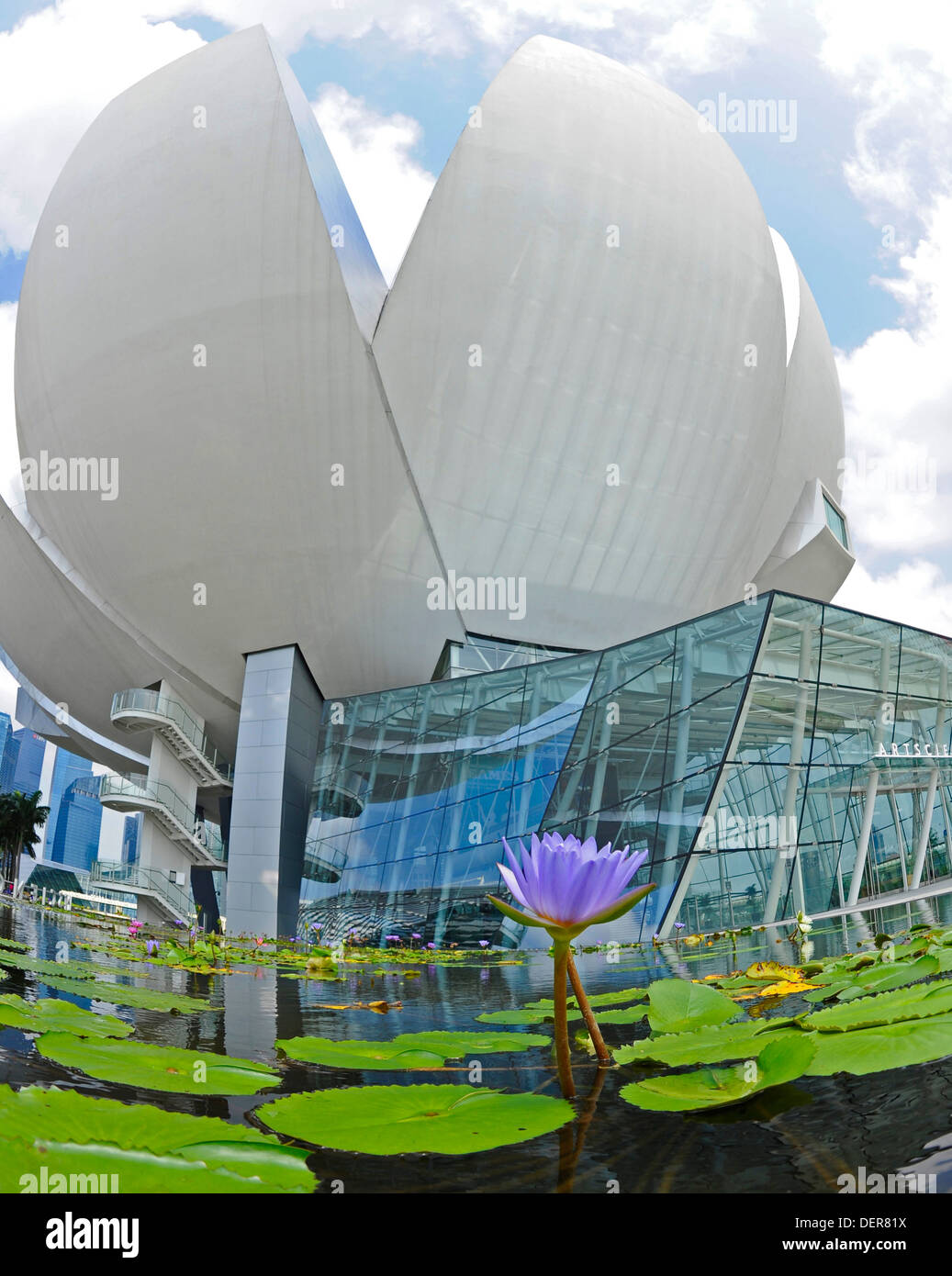 L'arte del Museo della Scienza presso il Marina Bay Sands in Singapore. Foto Stock