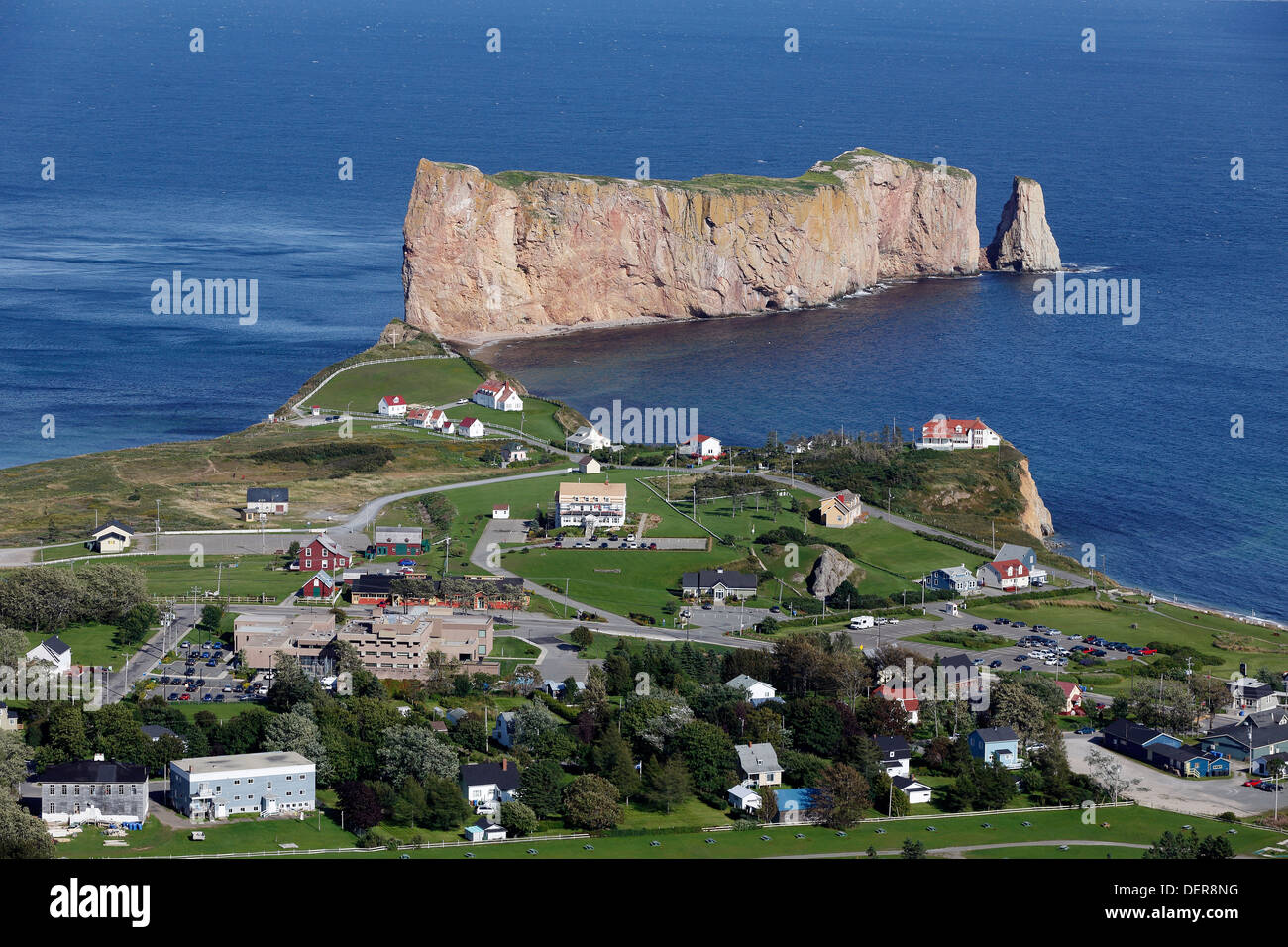 Percé Rock, Québec, Canada, visto dal Mont Saint-Anne Foto Stock