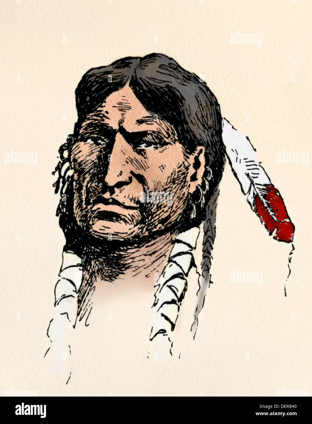 Un Comanche brave, 1800s. Colorate a mano la xilografia di Frederic Remington illustrazione Foto Stock