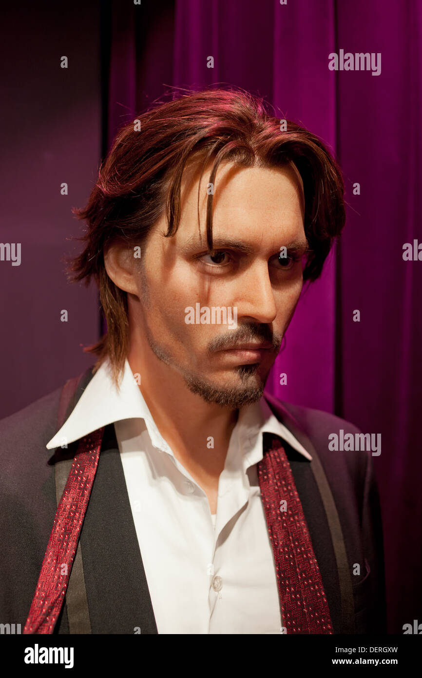 Johnny Depp cera figura nel museo di Madame Tussauds di Amsterdam, Olanda, Paesi Bassi. Foto Stock