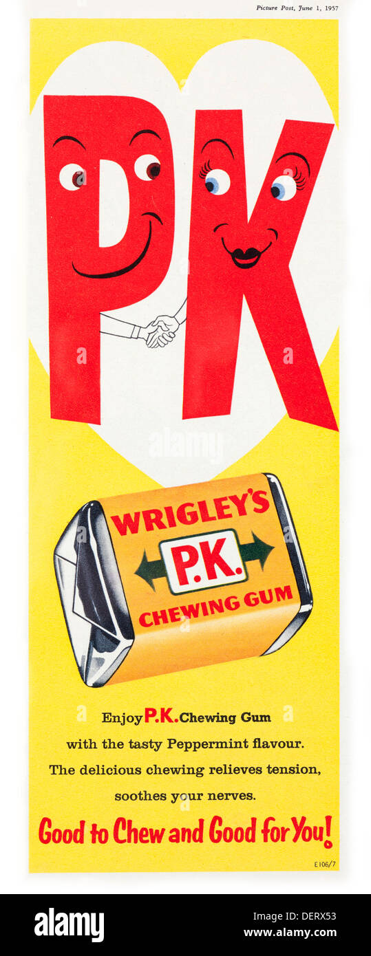 1957 Wrigley la gomma da masticare annuncio Foto Stock