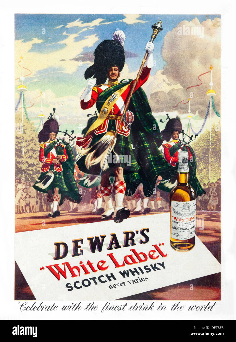 1953 annuncio del Regno Unito per il Dewar's White Label Scotch whisky Foto Stock