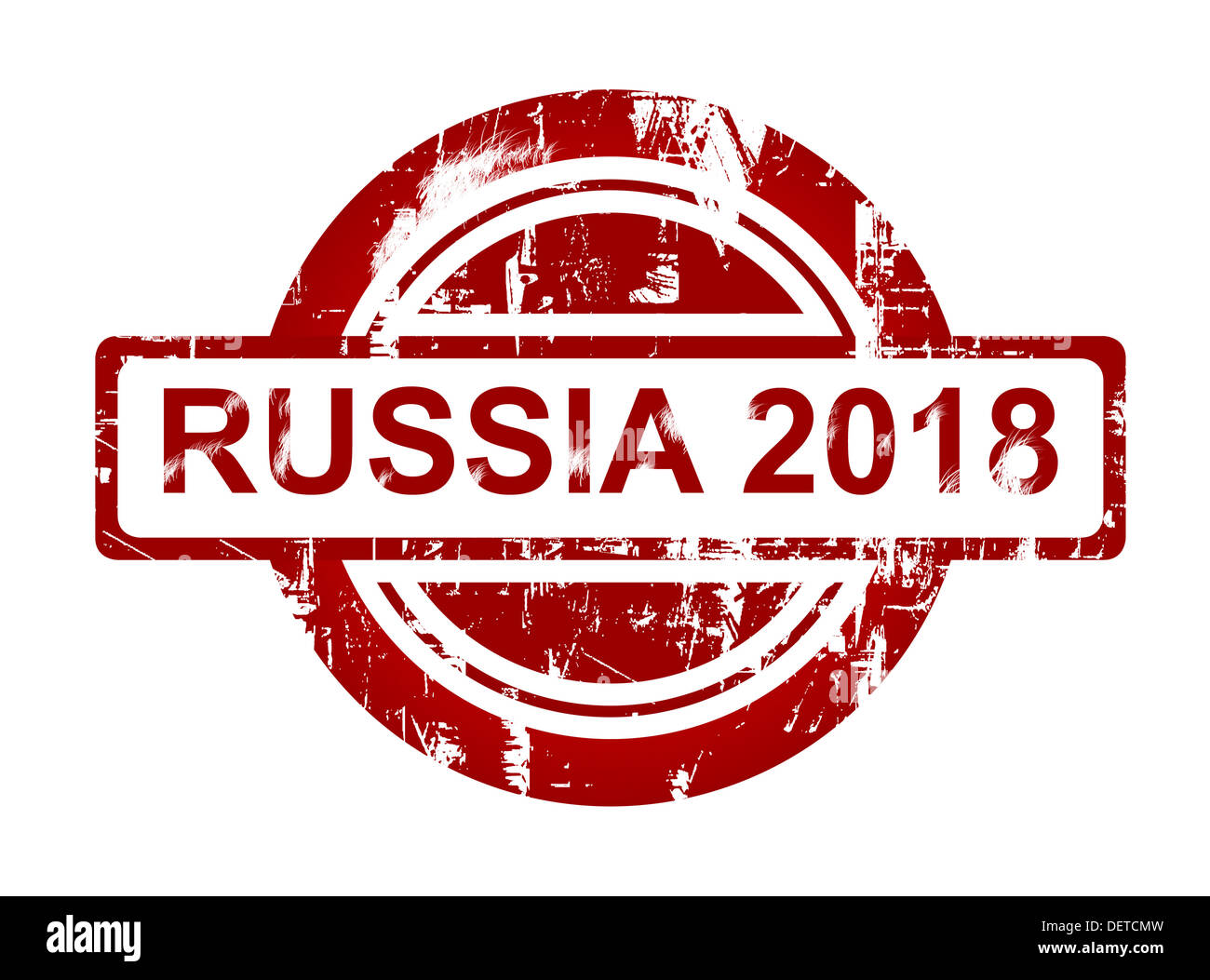 La Russia 2018 timbro isolato su sfondo bianco. Foto Stock