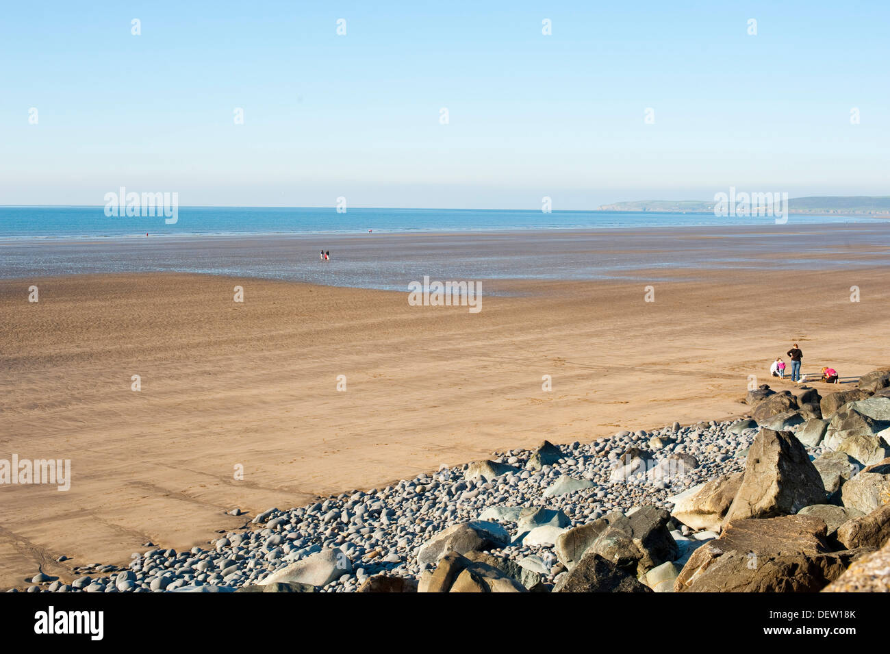 Pebble Ridge e spiaggia a Condino Devon, Inghilterra, Regno Unito Foto Stock