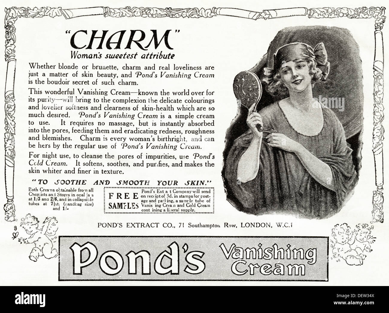 Originale di 1920s pubblicità pubblicità stagno di crema di fuga, rivista di consumatori annuncio circa 1924 Foto Stock