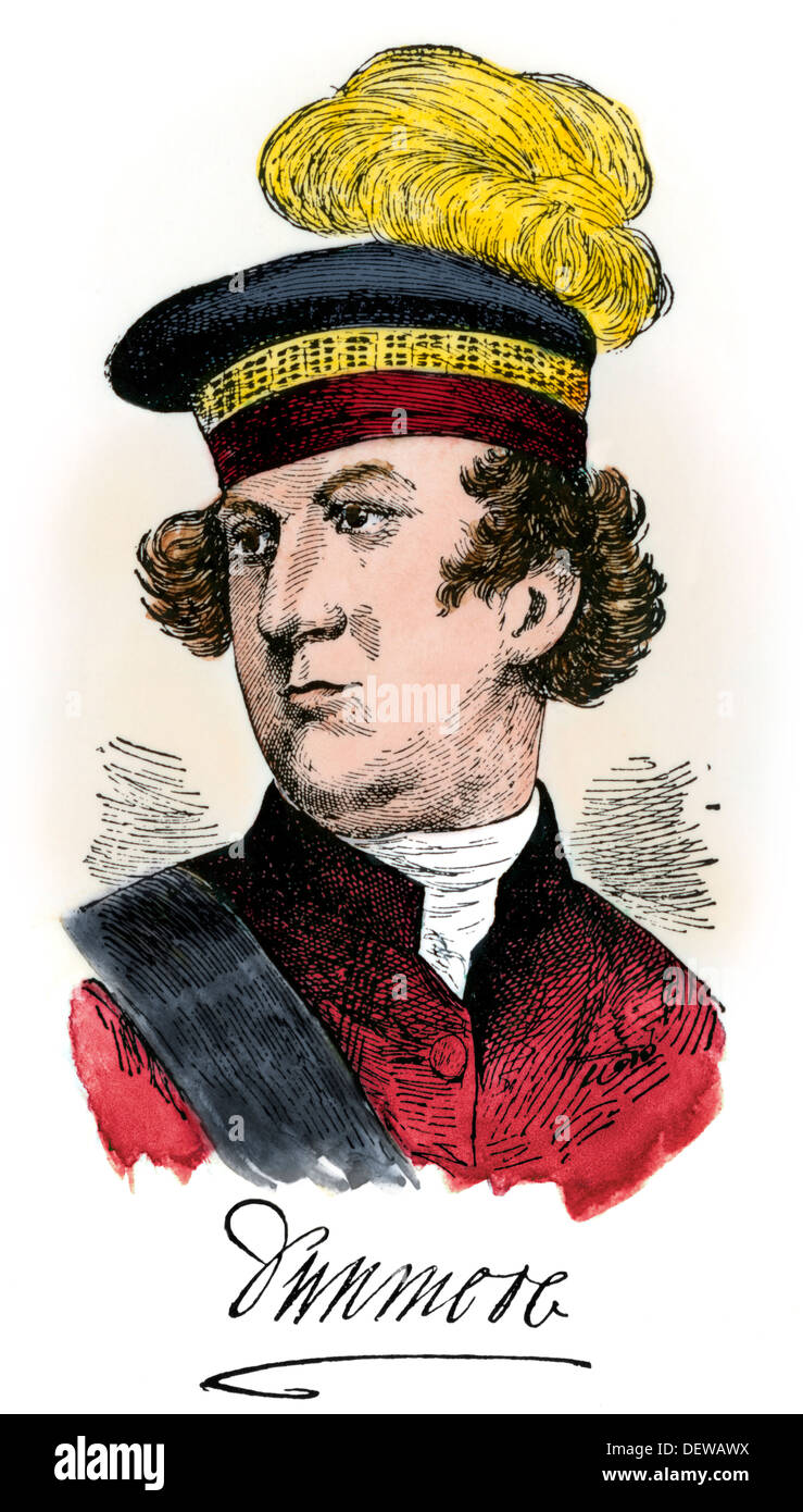 Colonial Governor John Murray, Conte di Dunmore. Colorate a mano la xilografia Foto Stock