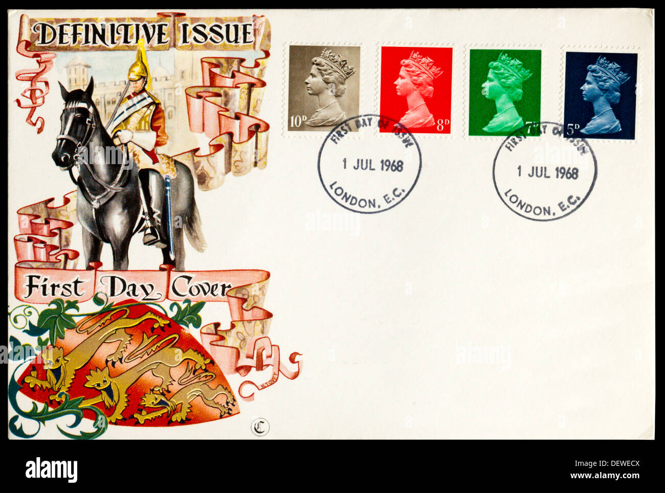 Gran Bretagna Definitives Primo Giorno di copertura. Foto Stock
