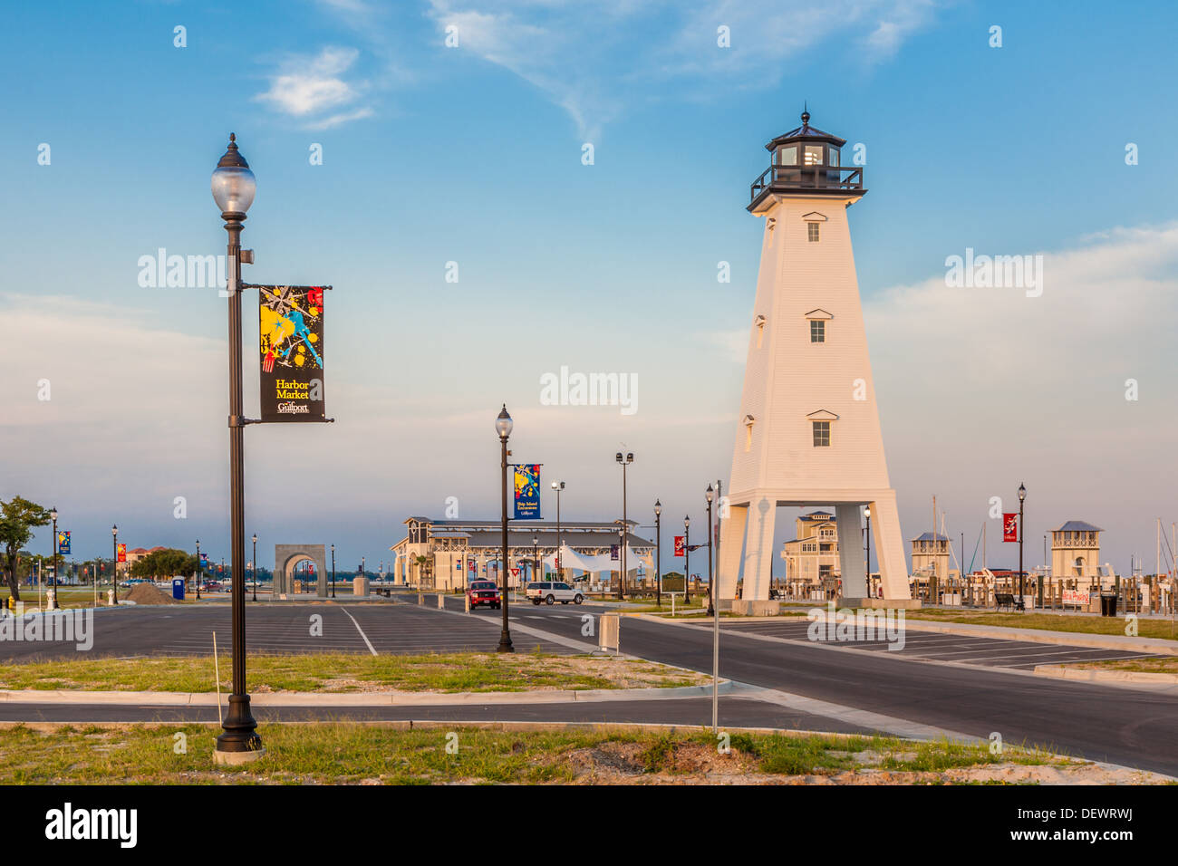 Faro di Jones nel parco la Gulfport piccole imbarcazioni, Porto di Gulfport, Mississippi Foto Stock