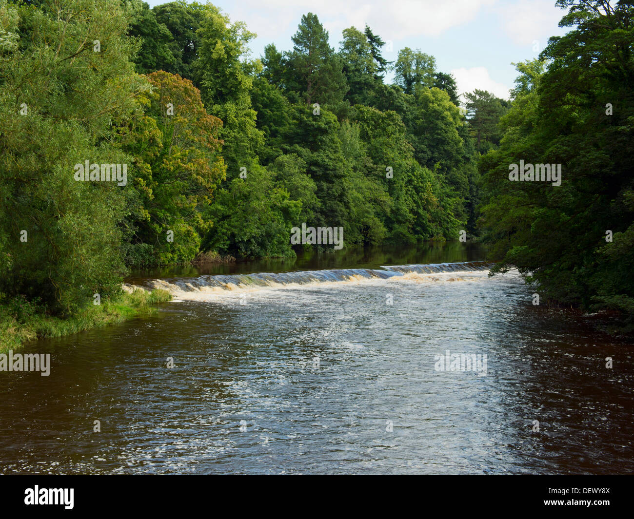 Weir nel fiume Eden a Appleby-in-Westmoreland Foto Stock