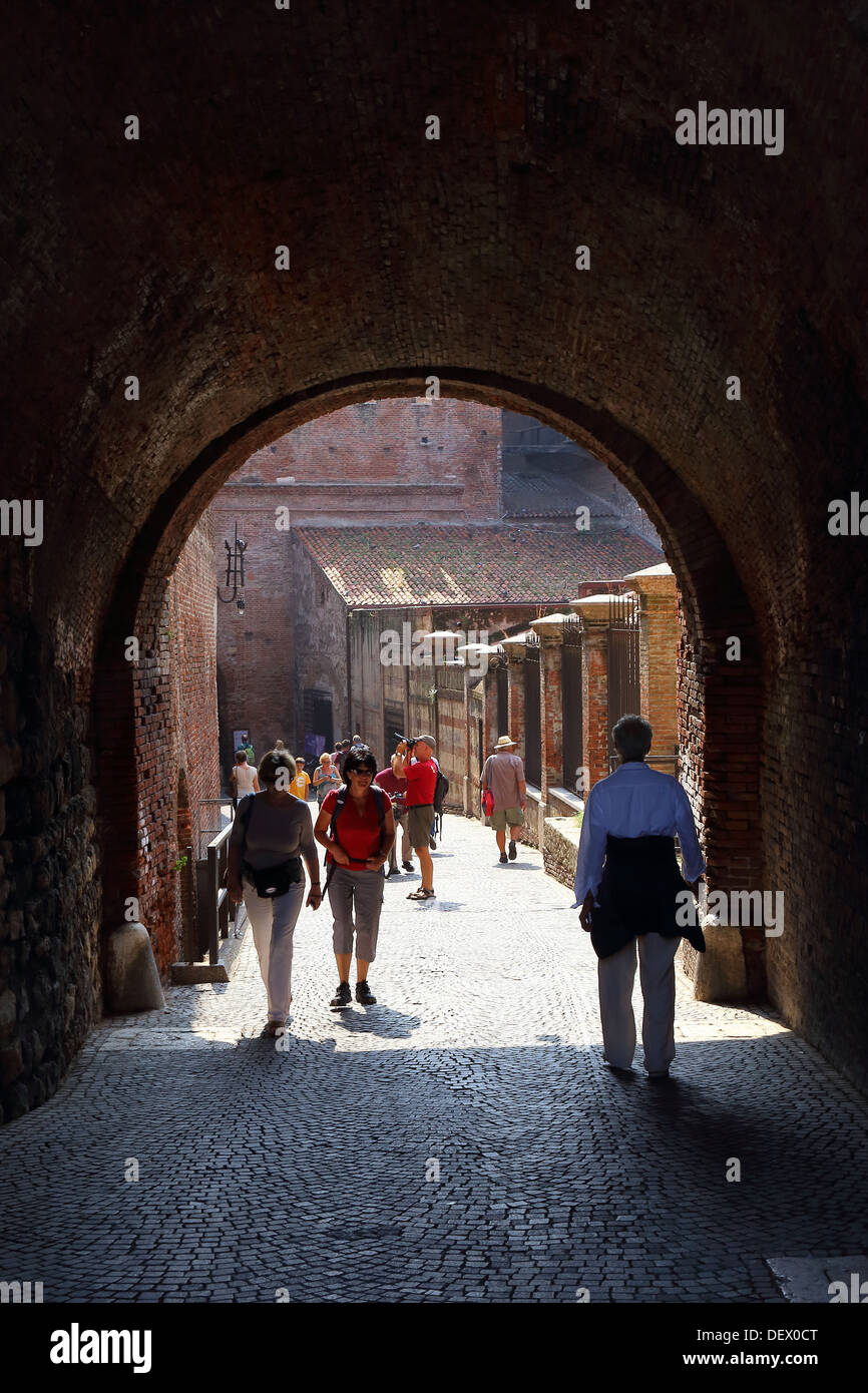 Verona, ponte di Castel Vecchio, Italia Foto Stock