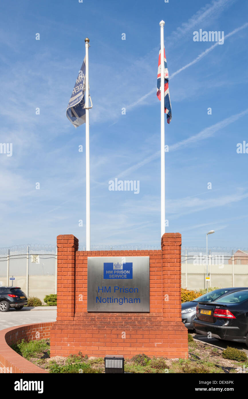 Segno a Sua Maestà della prigione di Nottingham, Inghilterra, Regno Unito Foto Stock