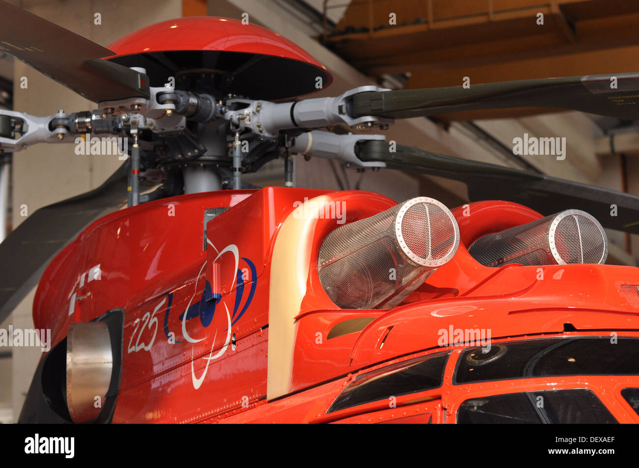 Super Puma EC225 EADS Eurocopter airbus elicotteri, Open day ' la giornata della famiglia ' presso il sito produttivo a marignane, Francia. Foto Stock
