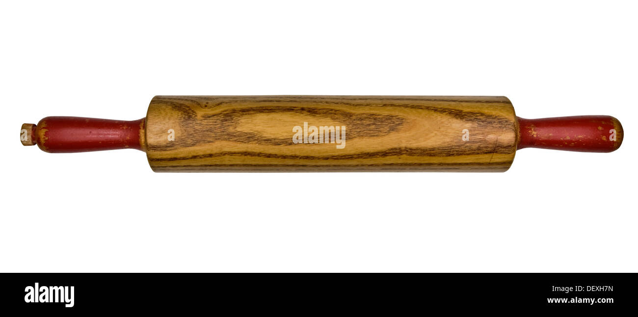 Vintage bakers mattarello isolato su bianco, tracciato di ritaglio Foto Stock