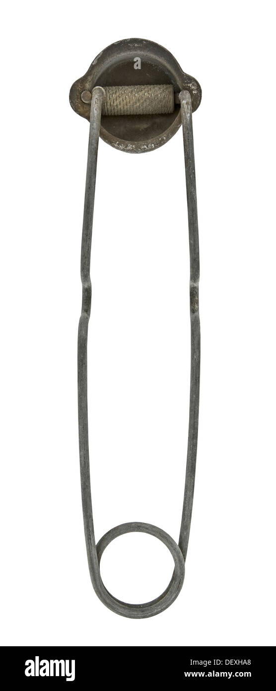 Vintage accendino a scintilla con pietra focaia isolato su bianco, tracciato di ritaglio Foto Stock