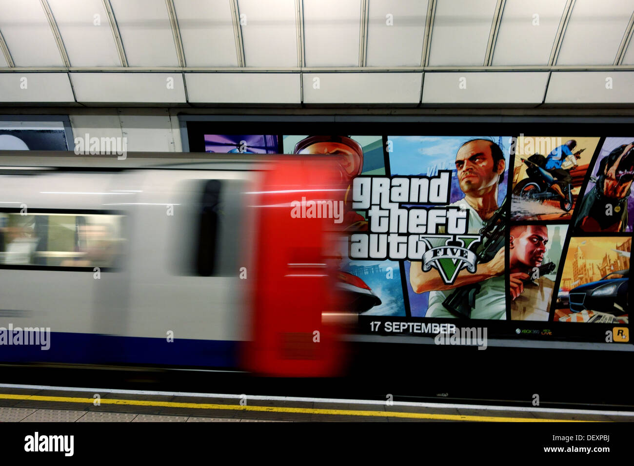 Grand Theft Auto V annuncio pubblicitario sulla metropolitana di Londra Foto Stock