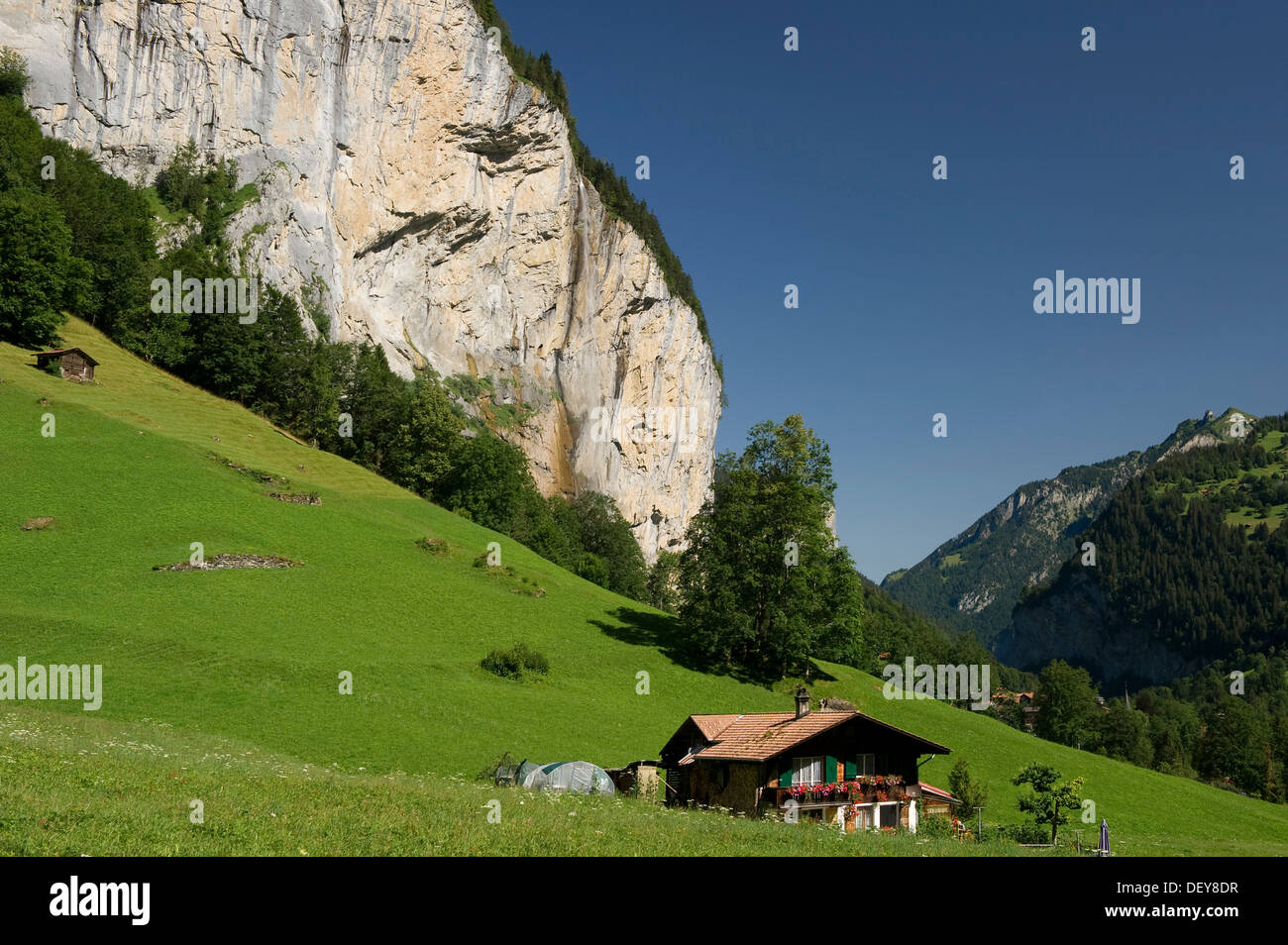 Valle di Lauterbrunnen, Lauterbrunnen, Oberland bernese, il Cantone di Berna, Svizzera, Europa Foto Stock